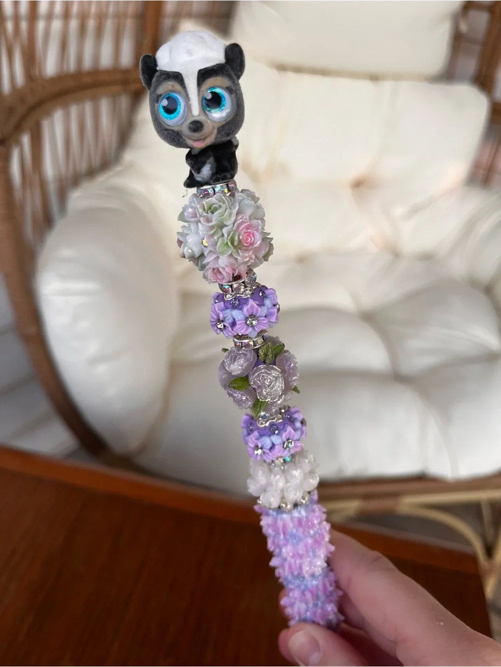 Purple Floral Bambi beaded pen